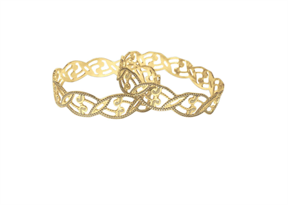 Fashionable Two Tone Plated 15 mm CNC Bangles